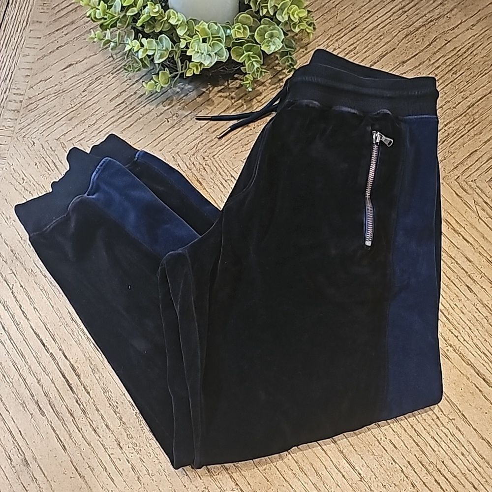 Mens INC navy velour joggers track pants size L